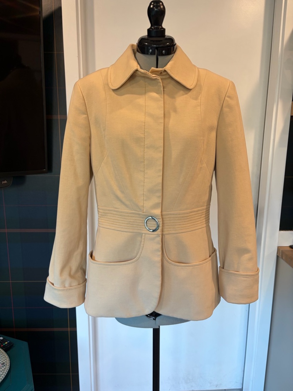 Carlisle Cotton&Cashmere Jacket, stitching details, cuffs,silver hardware,6, EUC - Picture 5 of 14